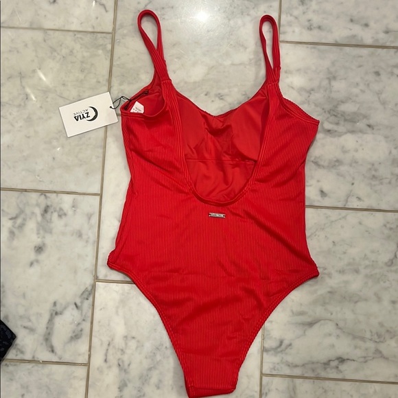 Red Women's One Piece Swimsuit - Picture 2 of 3